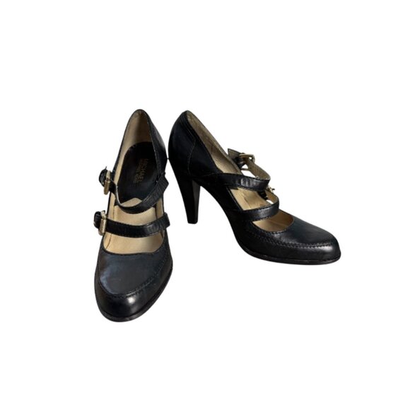 MICHAEL Michael Kors Black Leather Mary Jane Pumps Double-Strap Women's Size 8M - Picture 2 of 13